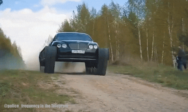 Bentley With Tank Wheels GIF