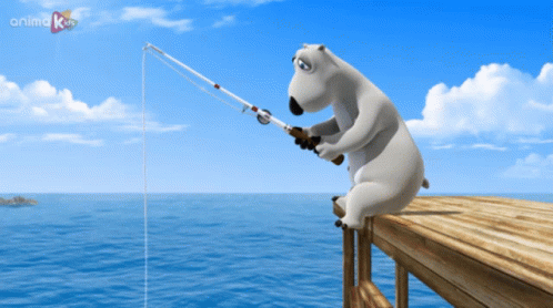 Bernard Bear Fishing GIF