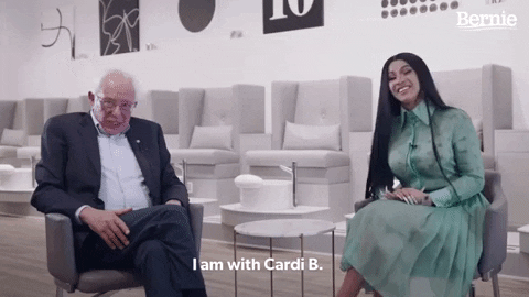 Bernie Sanders . And Cardi B GIF