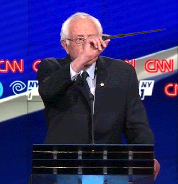 Bernie Sanders Harry Potter Debate Magic Wand GIF