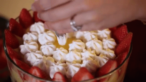 Berries And Cream In Big Glass Bowl GIF