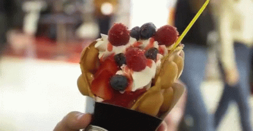 Berries And Cream In Egg Waffle GIF