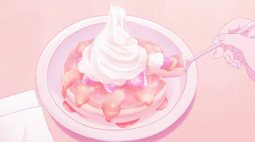 Berries And Cream On Pancakes Anime GIF