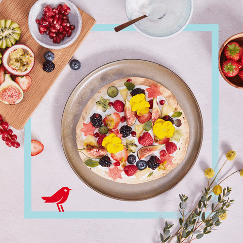 Berries And Cream On Pizza Dough GIF