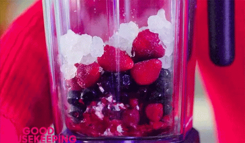 Berries And Cream With Crashed Ice In Blender GIF