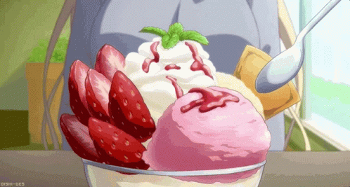 Berries And Cream With Ice Cream Anime GIF