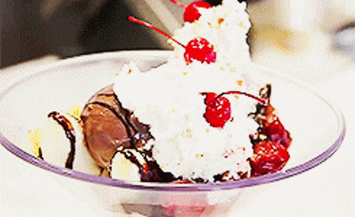 Berries And Cream With Ice Cream On Plate GIF