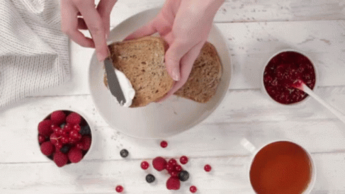 Berries And Cream With Toasts GIF