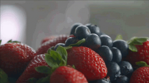 Berry Blueberry Drop On Strawberry GIF
