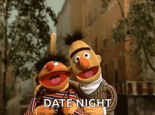 Bert And Ernie Hugging Date Night GIF