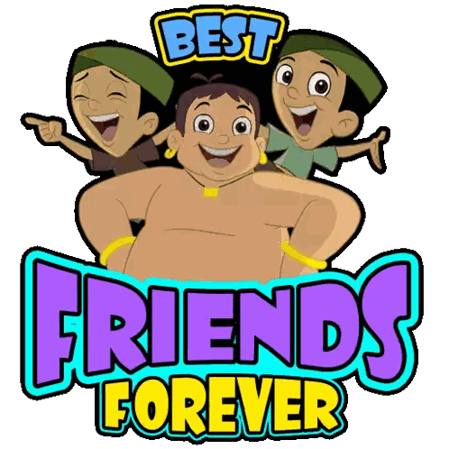 Best Friends Forever Logo With Cartoon Characters