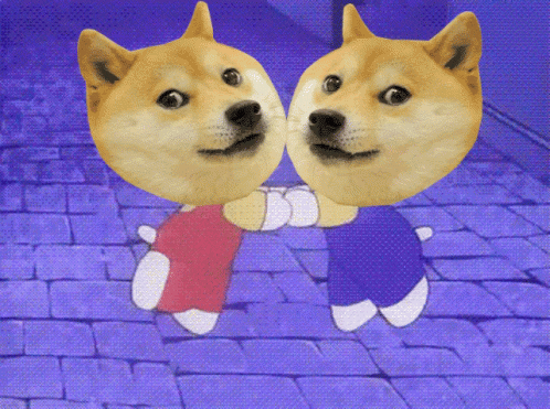 Best Friends Jumping Doge Meme GIF