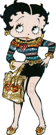 Betty Boop Holding Gold Purse Striped Top