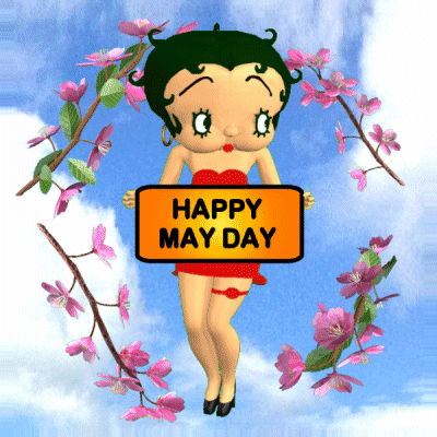 Betty Boop Holding Happy May Day Sign GIF