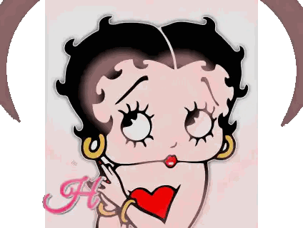 Betty Boop Holding Heart With H