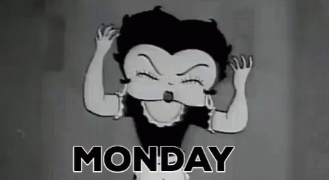 Betty Boop Is Making A Funny Face In A Black And White Cartoon With The Words Monday Written Below Her . GIF