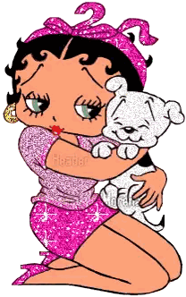 Betty Boop Kneeling With Small Dog