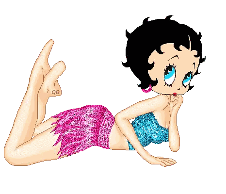 Betty Boop Laying On Stomach Blue Top Pink Skirt