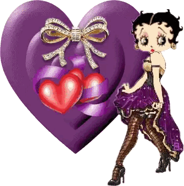 Betty Boop Standing in Front of Purple Heart