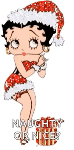 Betty Boop Wearing A Santa Hat Says Naughty Or Nice ? GIF