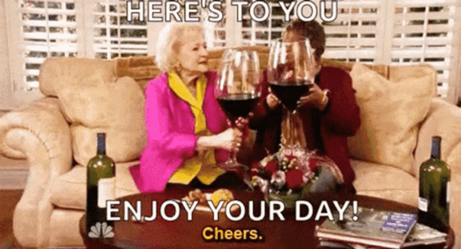 Betty White Gigantic Wineglass Happy Birthday Drinks GIF