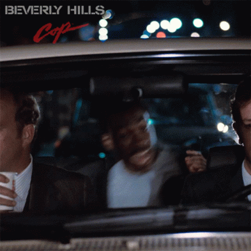 Beverly Hills Cop Axel Shouting Inside Car GIF
