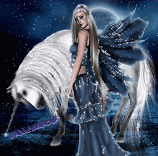 Bewitching Fairy With Her Horse GIF