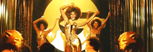 Beyonce Performing On Gold Stage GIF