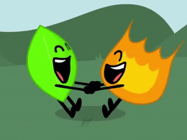 Bfb Firey Leafy Playing Around GIF