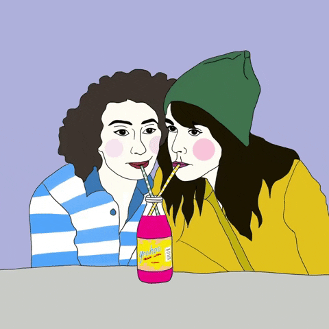 Bff Sharing Drink GIF