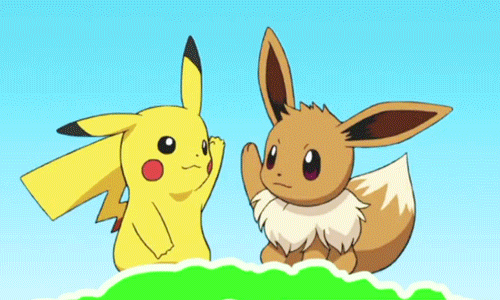Bffr Pikachu Eevee Bestie High Five Wave GIF