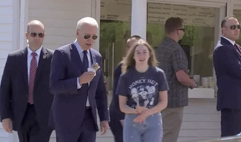 Biden Ice Cream Eating Outside Walking GIF