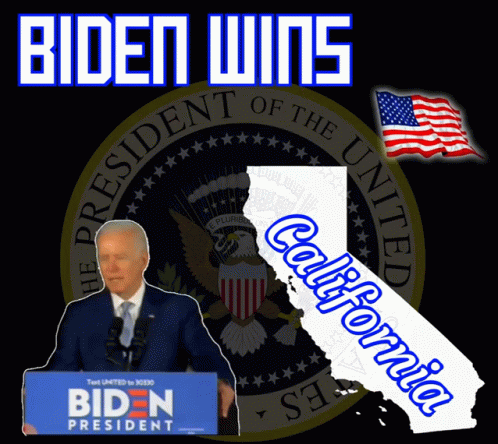 Biden Wins California Map Poster GIF