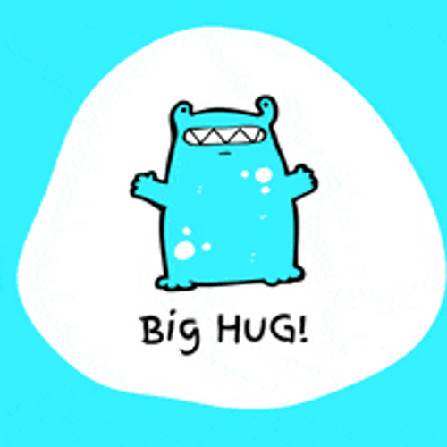 Big Air Hug Blue Happy Monster Cartoon GIF 