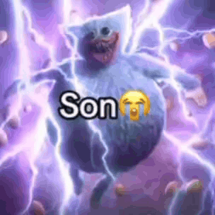 Big Belly Cartoon Character Surrounded by Lightning Son