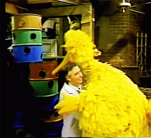 Big Bird Hugging A Guest GIF