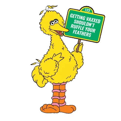 Big Bird Holding Sign Getting Vaxxed Shouldn't Ruffle Feathers