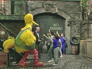 Big Bird Playing Basketball With Kids GIF