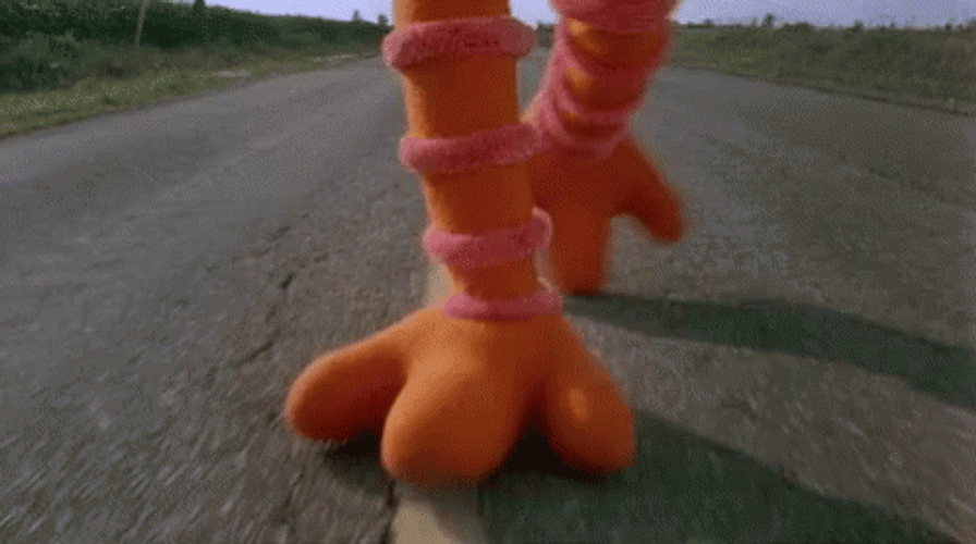 Big Bird Walking In The Middle Of Road GIF