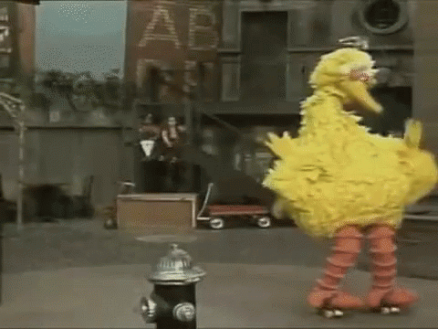 Big Bird Wearing Roller Skates