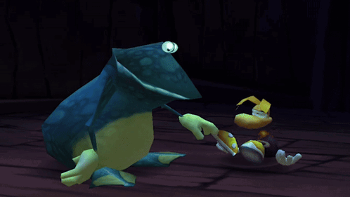 Big-Eyed Character With Frog Hat on Dark Floor