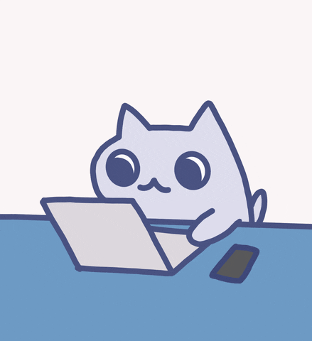 Big Eyes Cat On Computer GIF