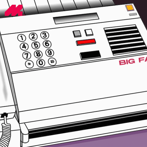 Big Fax Machine on Purple Surface