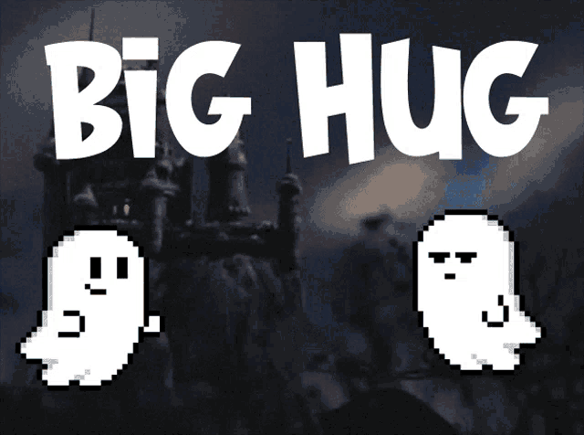 Big Ghost Hug Cute Cartoon Couple GIF