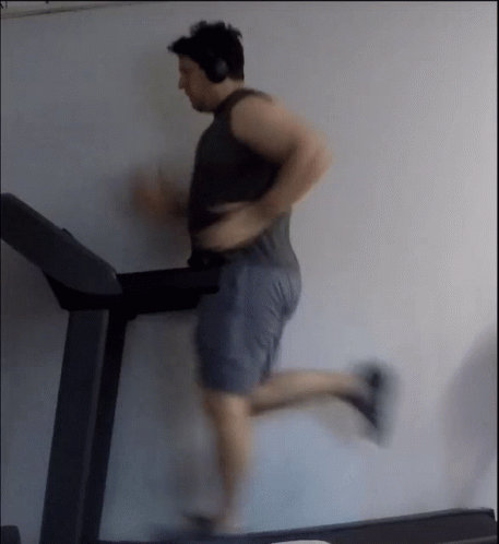 Big Guy Running On Treadmill GIF