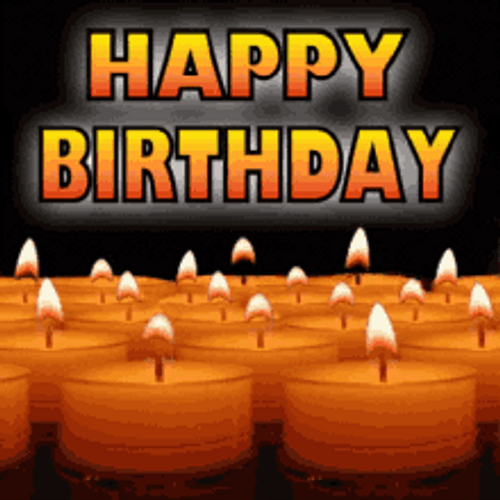 Big Happy Birthday Candles With Black Background GIF