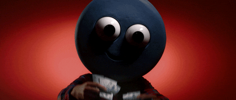 Big Head Mascot Throwing Money GIF
