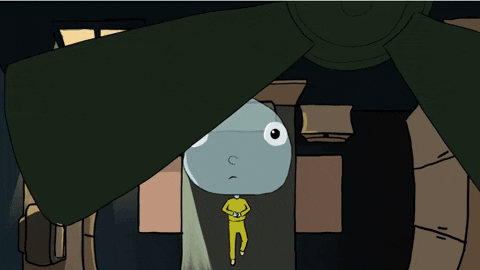 Animated Man Big Head Rolling His Eyes GIF