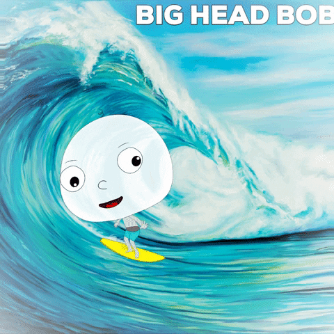 Big Head Bob Surfing GIF