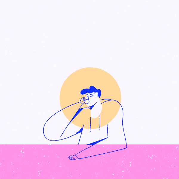 Illustration Big Head Man Drinking GIF